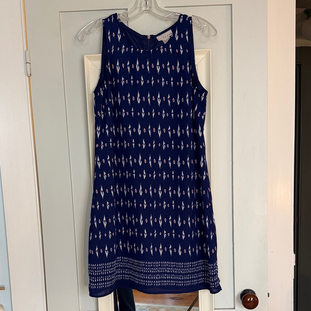 Chic Navy Blue Patterned Mini Dress